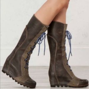 Sorel “Cate The Great” Wedge Lace Up Tall Boots 8